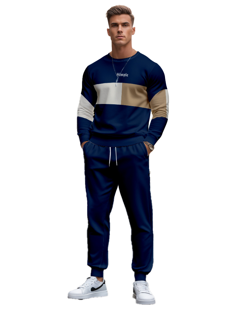 Men's Ankle-Length Knitted Cotton Blend Long Sleeve Sweatshirt Brown round Neck Casual T-Shirt Comfortable Outdoor Wear - YLWY00126