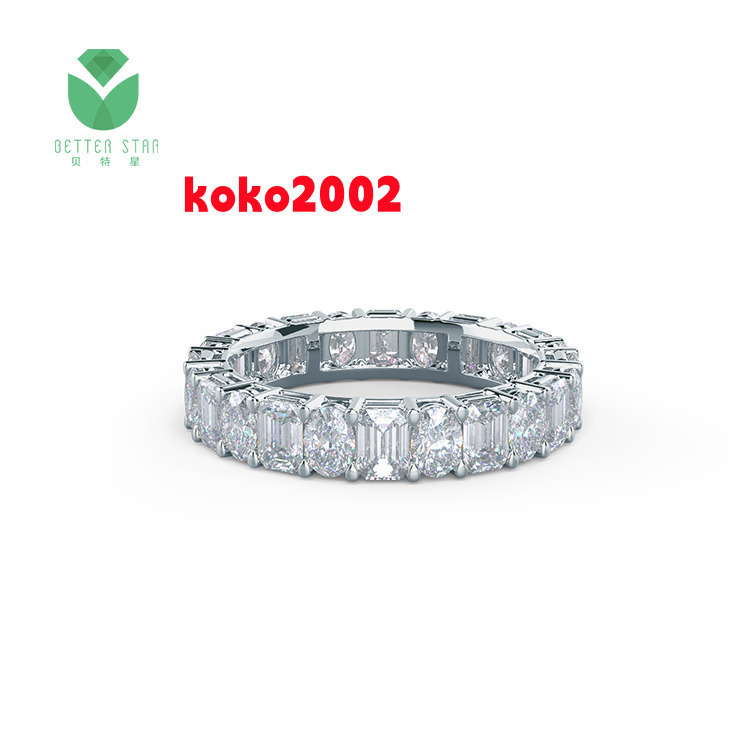 Luxurious Pave Lab Grown Diamond White Gold Ring IGI Certified Oval Emerald Shape Lab Created Diamond Wedding Ring Fine Jewelry