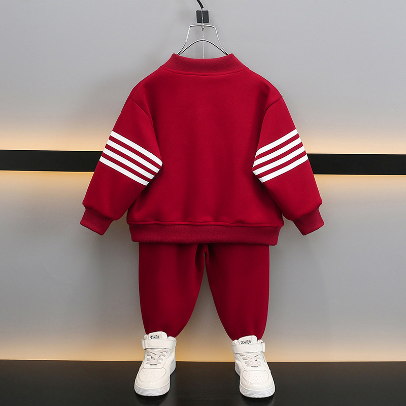 2025 Boys' Spring Sports 2-Piece Set Korean Trendy Jacket Outfit Cool Toddler Fashion Wear