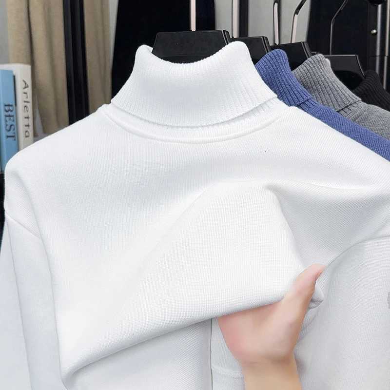 Mens Solid Color Wool Sweater with Winter High Neck and Thick Cashmere Sweater Mens Knitted Cashmere Base Sweater TopXJ251022