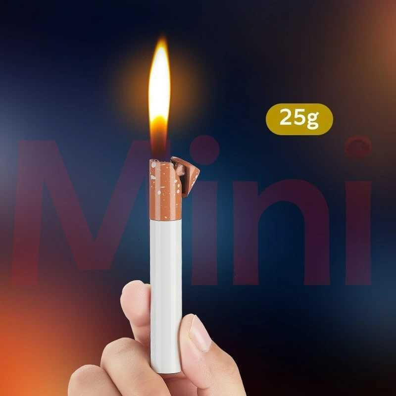 2025 High Beauty Exquisite and Compact Thin Strip Butane Gas Lighter Outdoor Portable Open Flame Mini Lighters Smoking Gadgets C251022