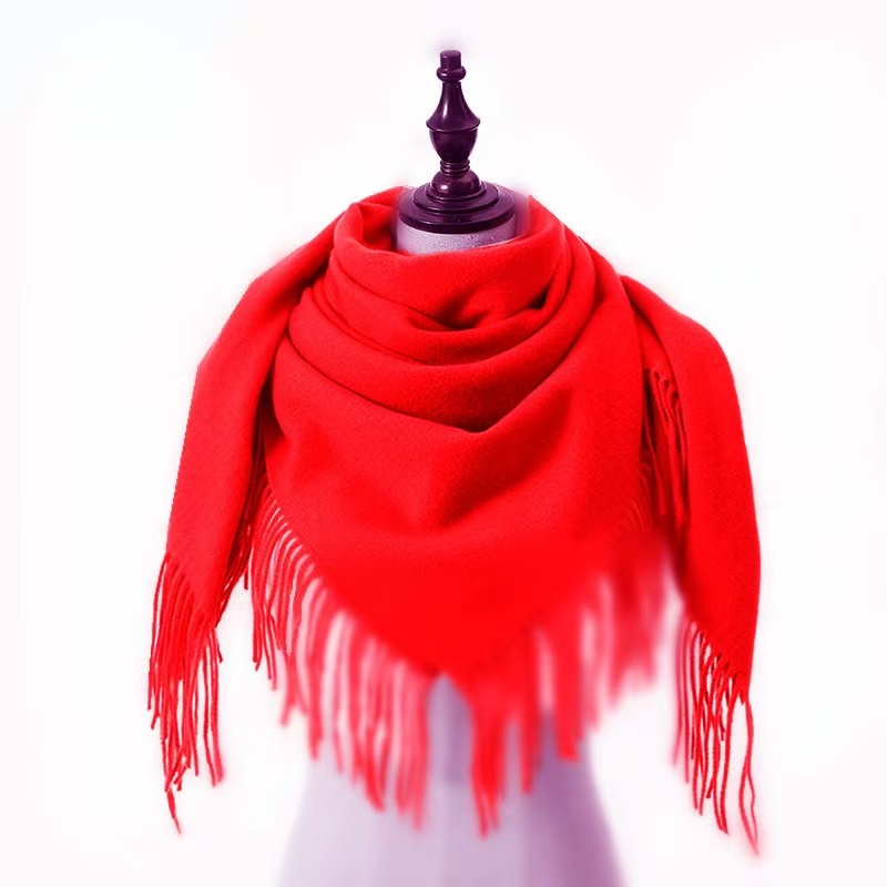 T2124 cashmere scarf women autumn and winter solid color ladies tassel neck shawl