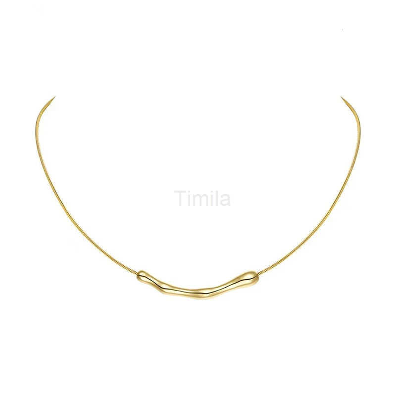 European and American Fashion Simple Stainless steel Gold Color Collarbone Chain For Womens Fashion Short Necklaces Jewelry U251022