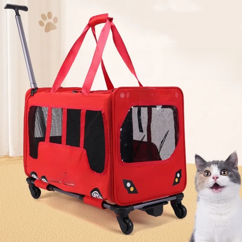 2025 new Rolling Carrier- Designed Dogs & Cats, Breathable Mesh, Expandable Soft-Sided Carrier Traveland Locking Zippers for Long Distance C