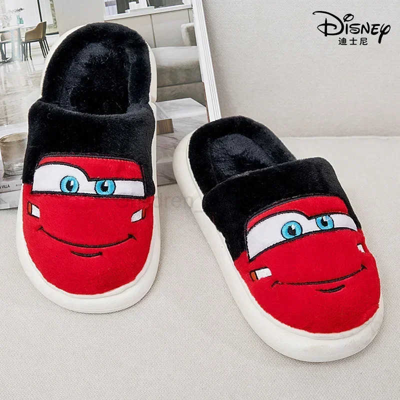 Disney New Autumn Winter Boys Girls Baby Cotton Slippers Cartoon McQueen Cars Print Kids Soft Anti Slip Warm Indoor Home Shoes H251022