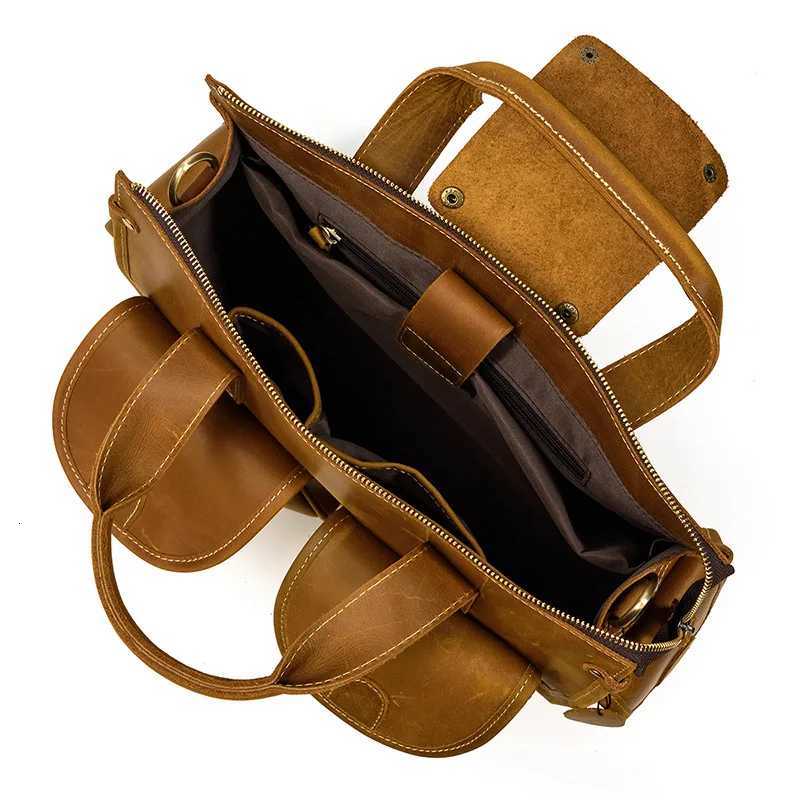 Top Grade Quality Laptop Briefcase Crazy Horse Genuine Leather Laptop Bags Notebook PC Shoulder Bag for Business Man Vintage W251022