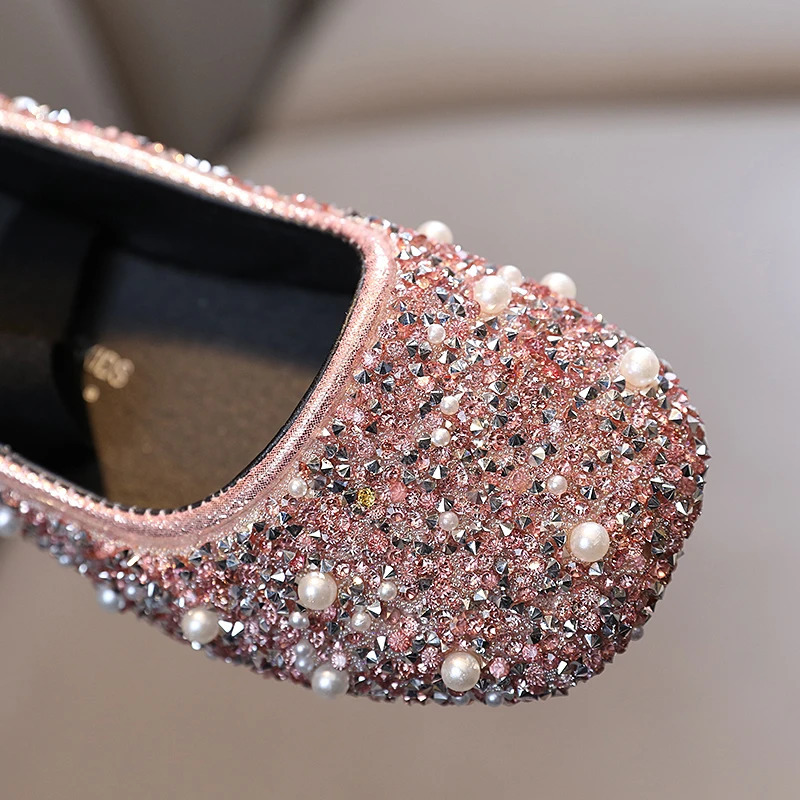Girls Princess Shoes Glitter Party Shallow Children Ballet Flats 2136 Elastic Band Four Colors Beautiful Kids Shoes 251021