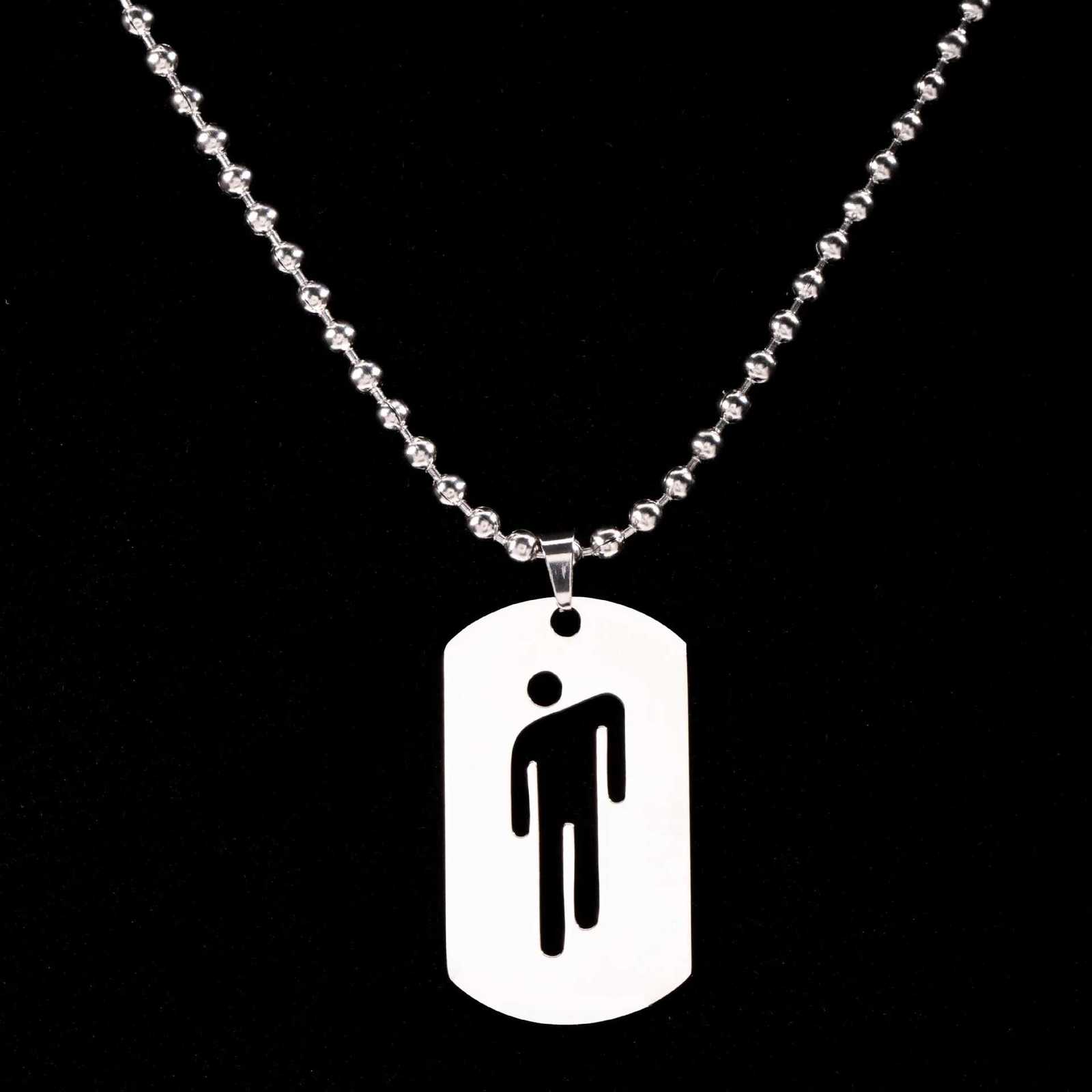 Billie Skew Head Tag Stainless Steel Pendant Necklaces Fashion Hip Hop for Men Women Hang Tag Metal Crafts Jewelry Gift V251022