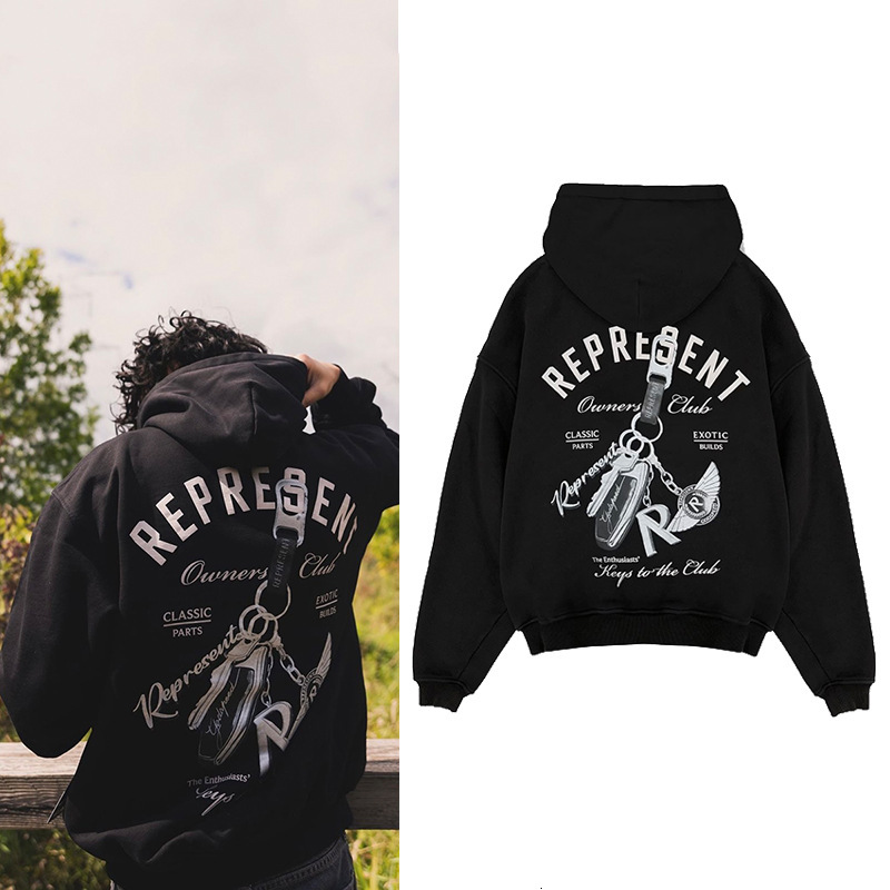 Designer Representor Autumn Winter American High Street Car Keychain Trendy Loose Hoodie Sweatshirt Brand Ins
