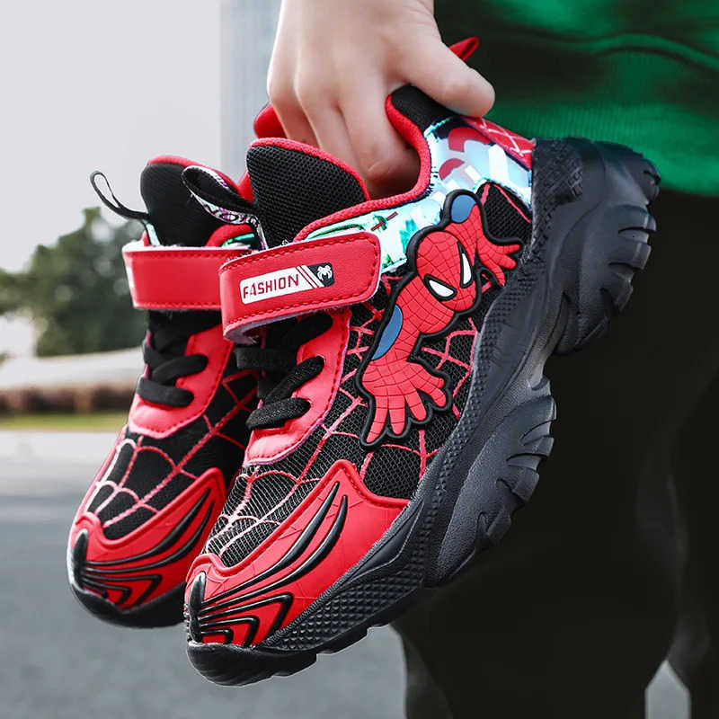 Disney Kids Sneakers Boys Tennis Shoes Comfortable Mesh Shoes Lightweight Outdoor Childrens Sports Walking Black Blue Shoes H251022