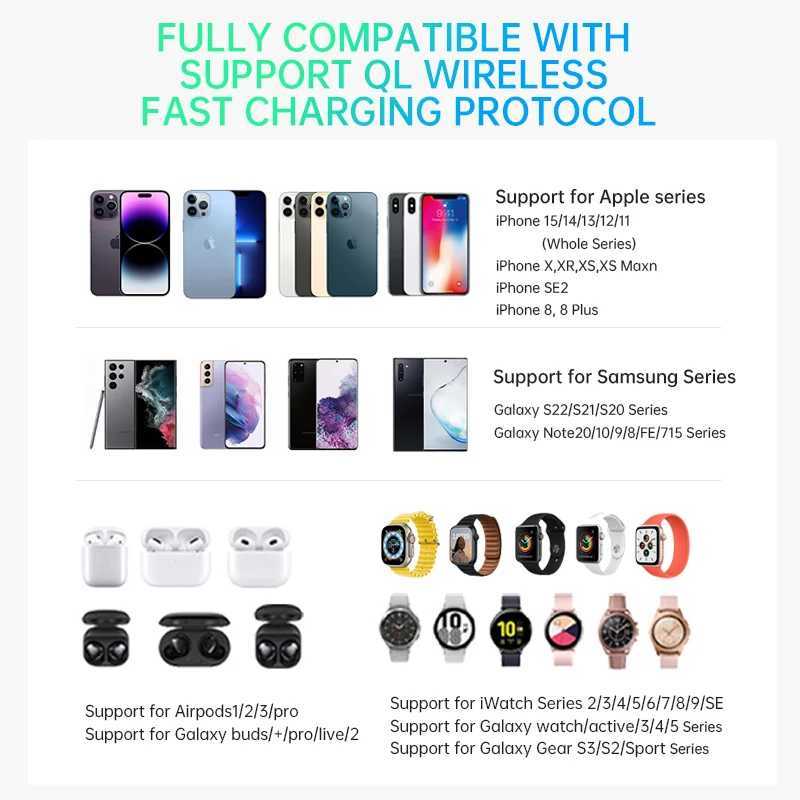 QI2 3 in 1 Magnetic Wireless Chargers For iPhone 16 15 14 13 12 Fast Charging Station For Watch Airpods 2 3 4 stand J251114