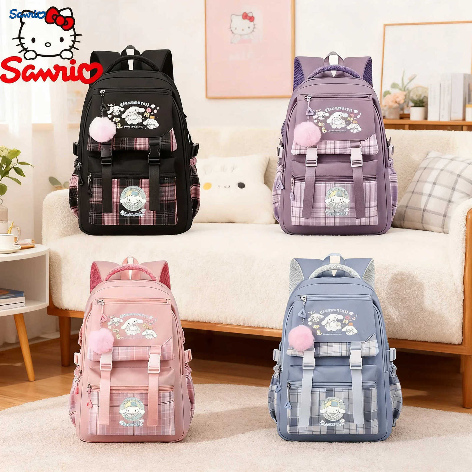 Sanrio 2025 New Hello Kitty Cartoon Cute Backpack Childrens Gift Student Multi functional Fashion Backpack L251022