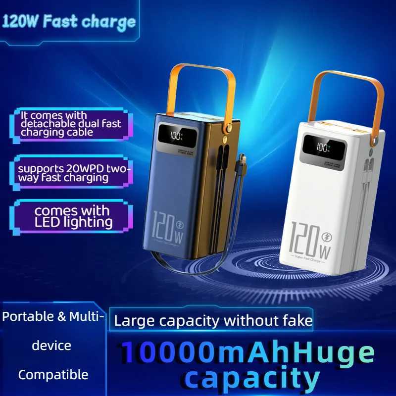100000mAh Large Capacity Power Bank 225W Fast Charging with Cable Powerful External Battery for IPhone J251114