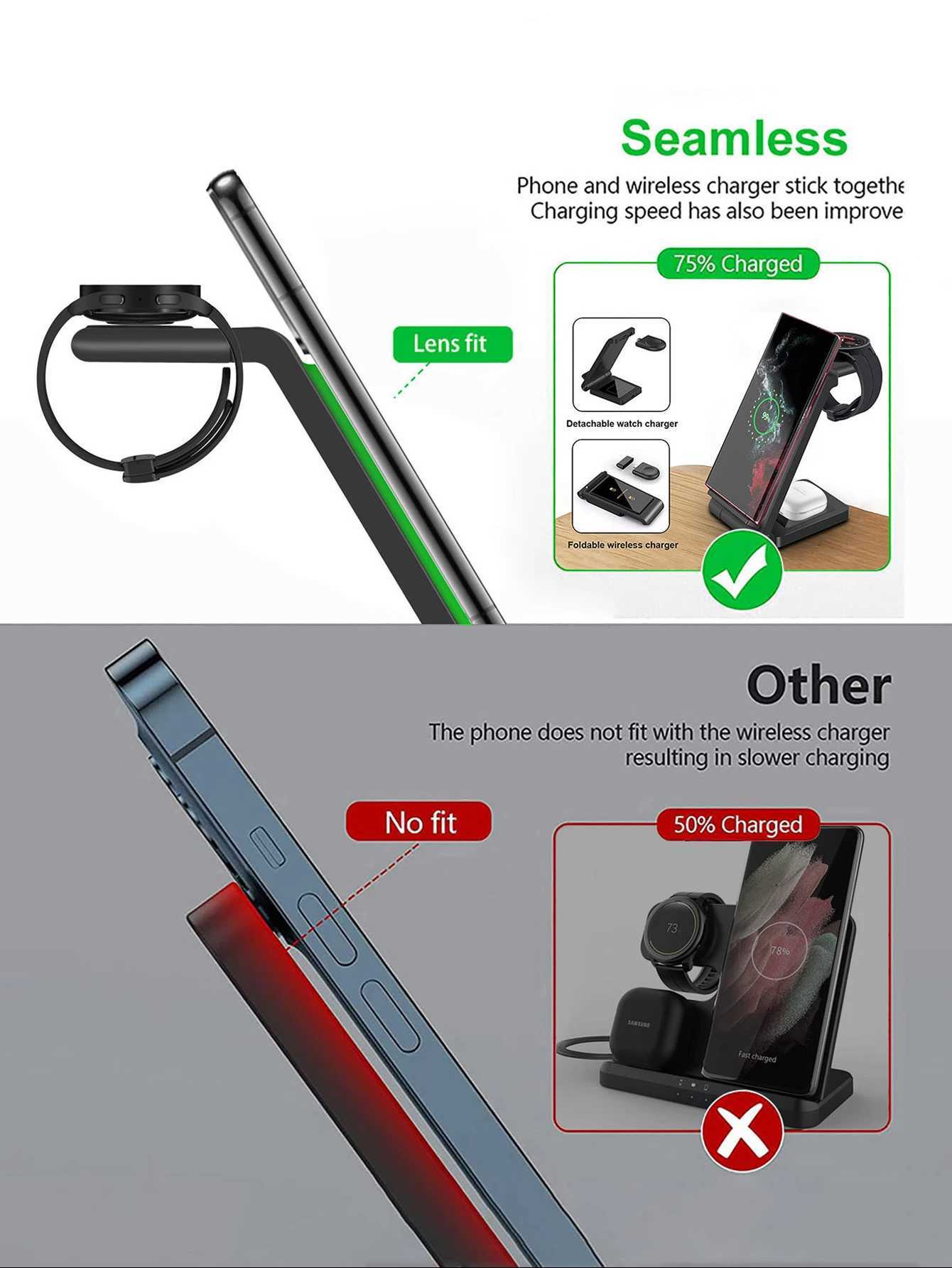 3 in 1 Wireless Charger for S24 S23 UltraS22S21Note 20Z Flip 6Z Fold 6 Fast Charging Station for Galaxy Watch 7 Pro J251114