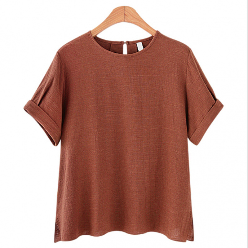 K2337 OL commuter style pure cotton short-sleeved T-shirt women 2025 summer new loose slim top versatile temperament bottoming shirt