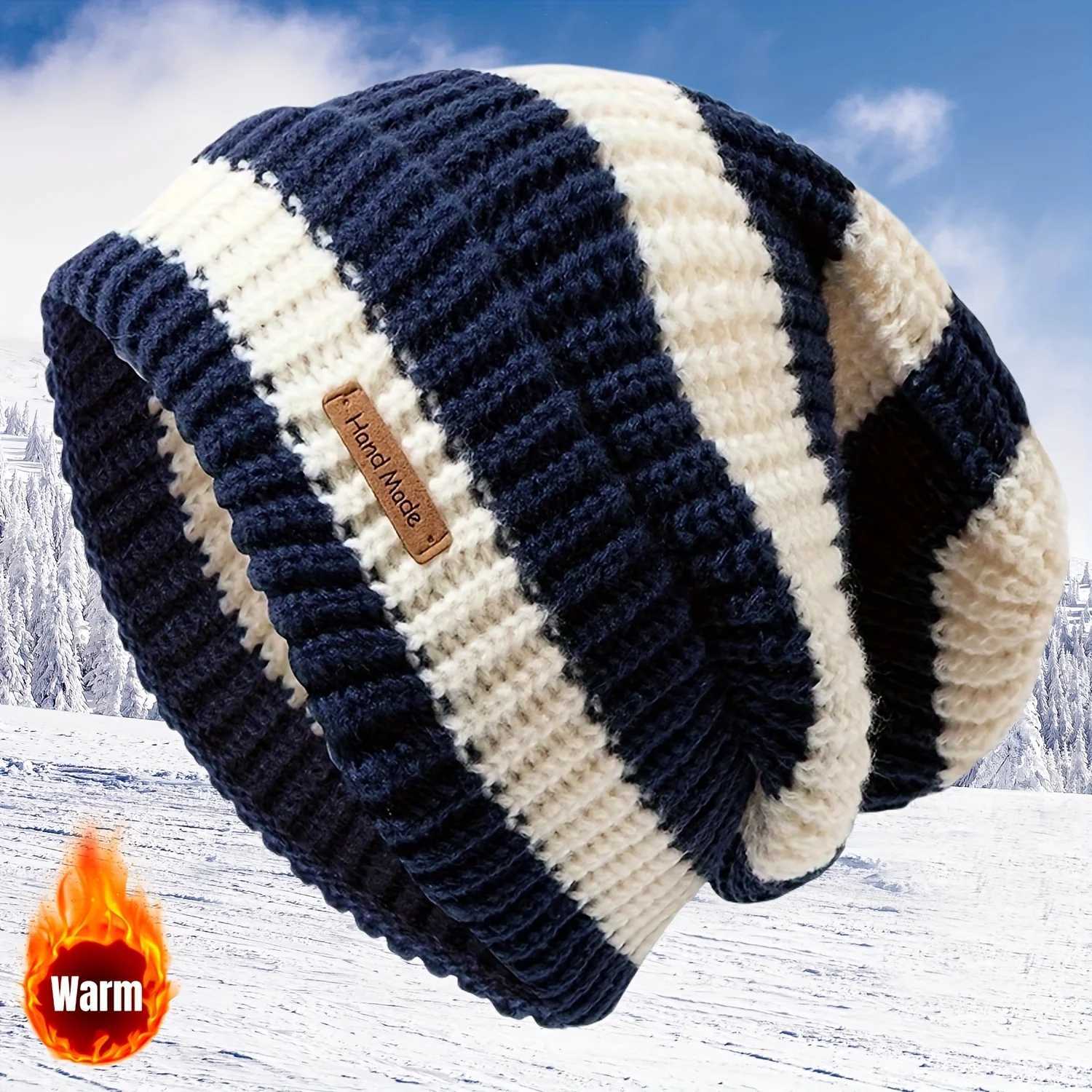 Korean Fashion Striped Knitted Hat Trend Lightweight Hat For Men Women Warm Windproof Autumn Winter Suitable For Outdoor Cycling J251022