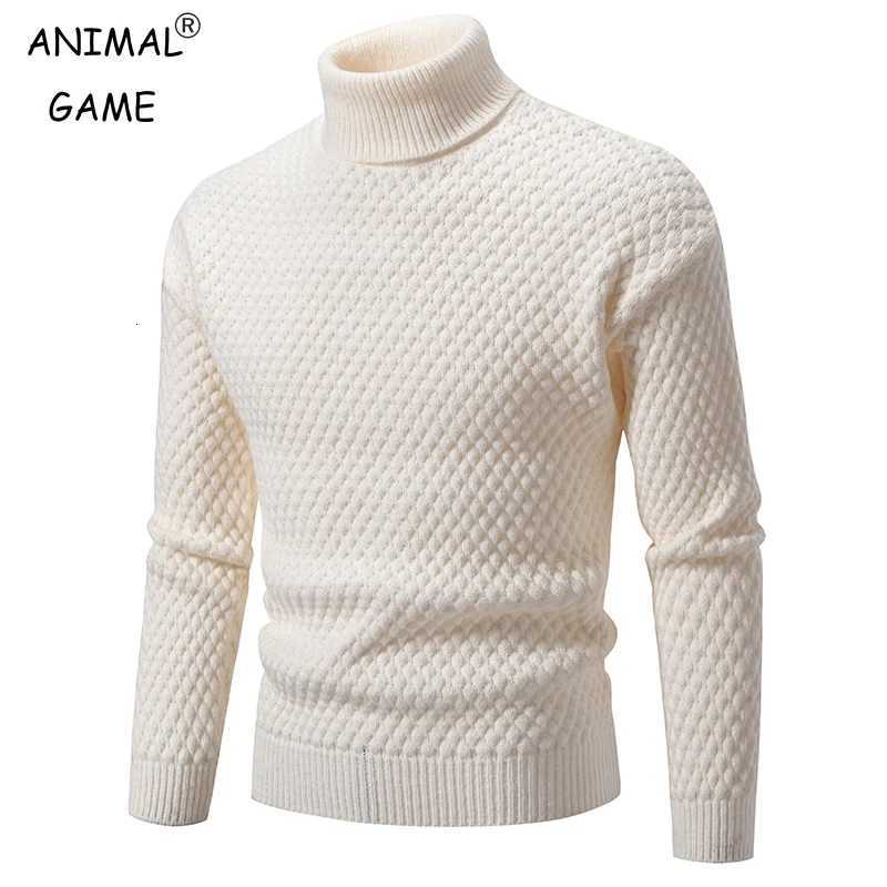 New Turtleneck Sweater Casual Mens Rollneck Knitted Pullover Sweater Keep Warm Men Jumper Woolen Sweater Winter StreetwearXJ251022