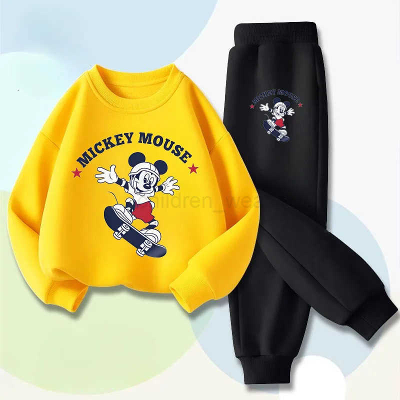 Disney Boys Long Sleeved Pullover Sets Spring New Childrens Hoodies Long Pant Two Piece Suit Mickey Printed Kids Tracksuit H251022