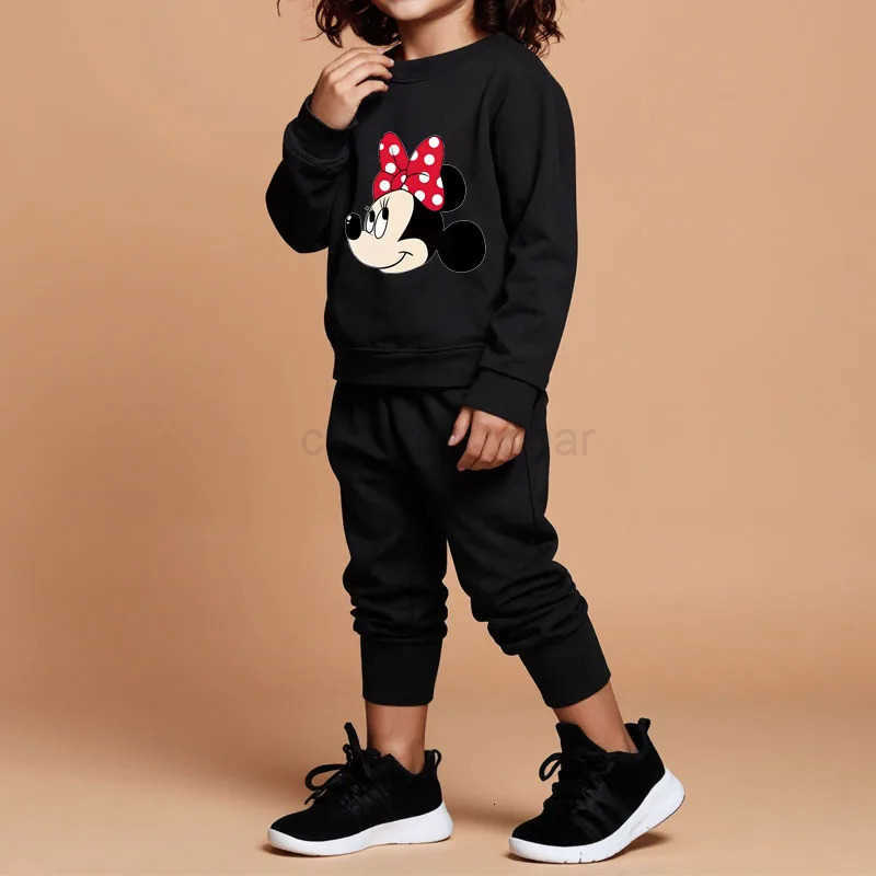 Disney Baby Girls Long Sleeve Pullover and Trousers Two Piece Sets Fall Childrens Hoodies Set Kids Casual Sweatsuits New H251022