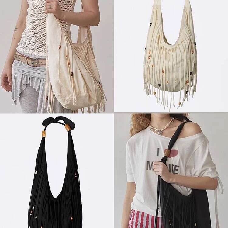 Bohemian-Style Fringed Tote Bag Korean Designer, Specially Designed For Women, Is A New Fall/Winter 2025 Single-Shoulder Crossbody Bag.
