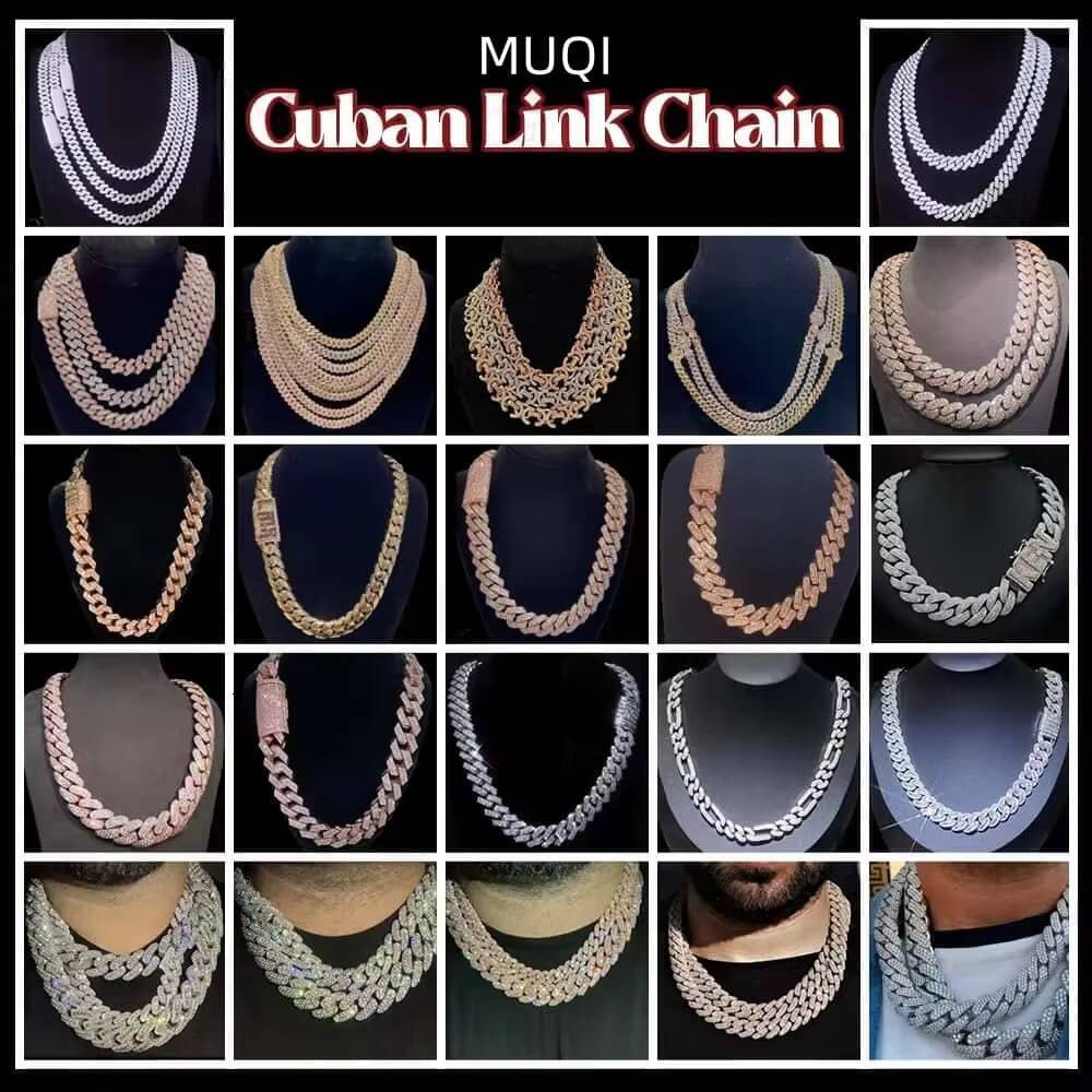 Mens Moissanite 15mm Cuban Chain Necklace Miami GoldSilver Cuban Chain Design Hip Hop Trend Celebrity Style