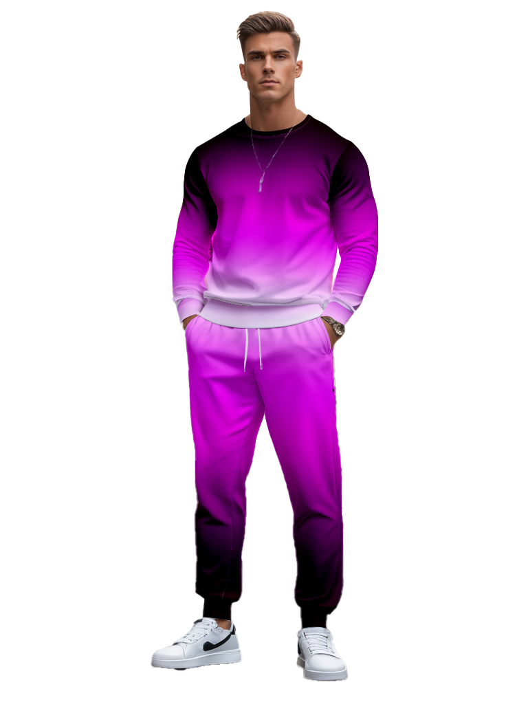 Men's Ankle-Length Knitted Cotton Blend Long Sleeve Sweatshirt Brown round Neck Casual T-Shirt Comfortable Outdoor Wear - YLWY00137