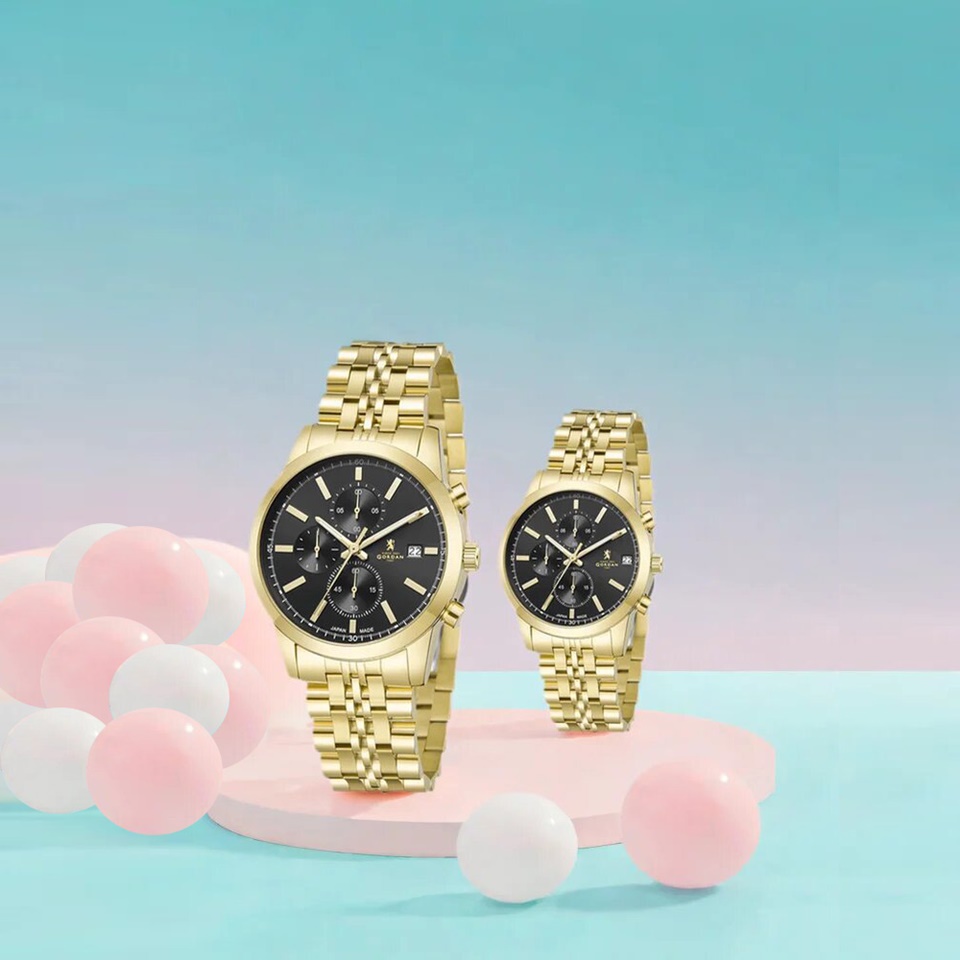 222A Stylish Dual-Gender Chronograph Watch Precision Quartz Motion in a Sleek Metal Frame Suitable for Both Lover Wedding Gift