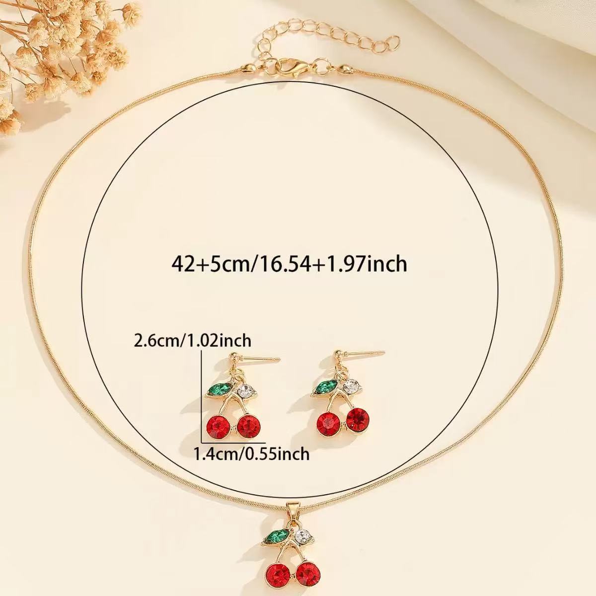 New Autumn/Winter Collection: Red Cherry Necklace Set for Women Unique, Artisan-Inspired Design