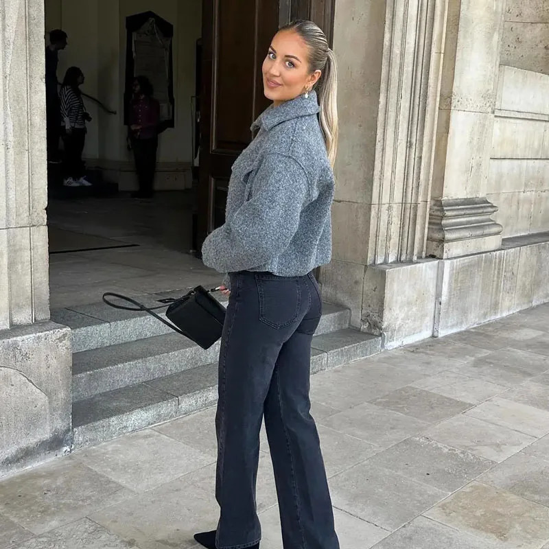 MUJER Tweed Cropped Jackets for Women Autumn Winter Short Coat Jacket Women Zip Crop Demiseason Jacket Woman in outerwears 251020