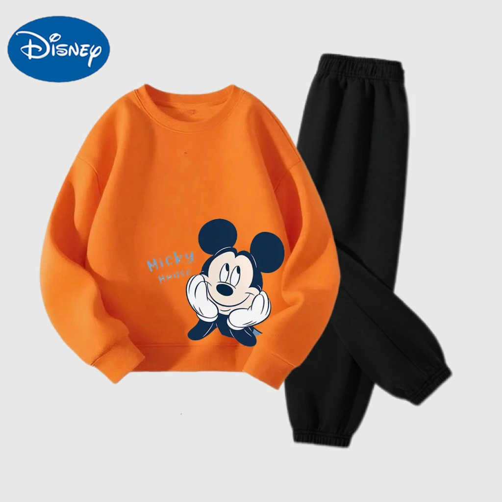 Disney Orange Sweatshirt Pants 2Piece Set Children Costume Cartoon Longsleeved Outfits Boys New Fashion Cute Tops Versatile Pants H251022