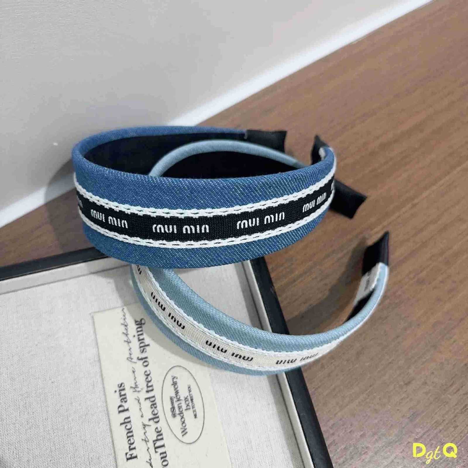 Luxury Solid Color Denim Letters Sponge Headband for Women 2025 Summer New Fashion Girl Wash Face Wide Edge Simple Hair Band M251022
