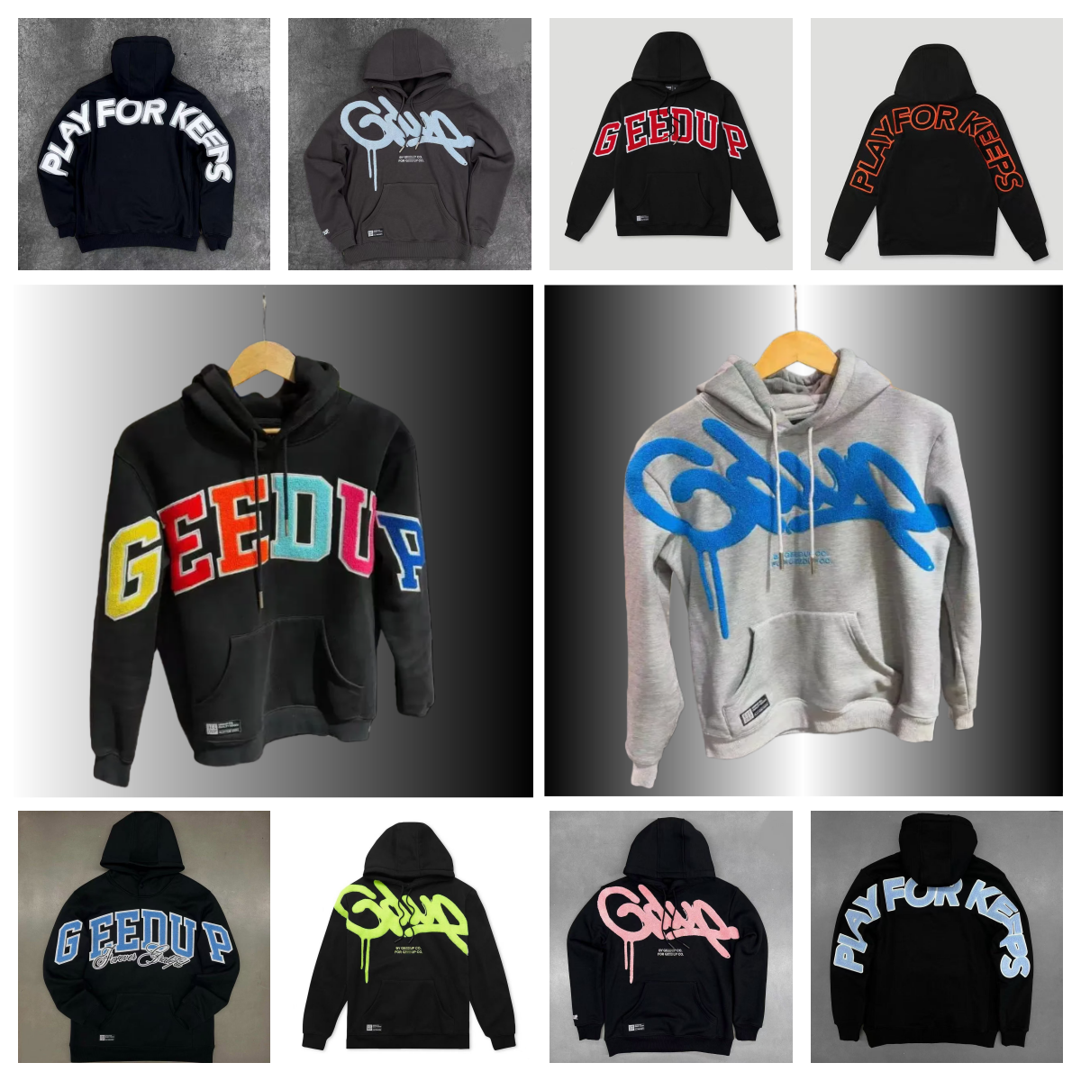 Men's Hoodies American Vintage GEEDUP Letter Printed High-quality Luxurious Design Hoodie Street Fashion Sweatshirt Women Hip Hop Gothic Casual L