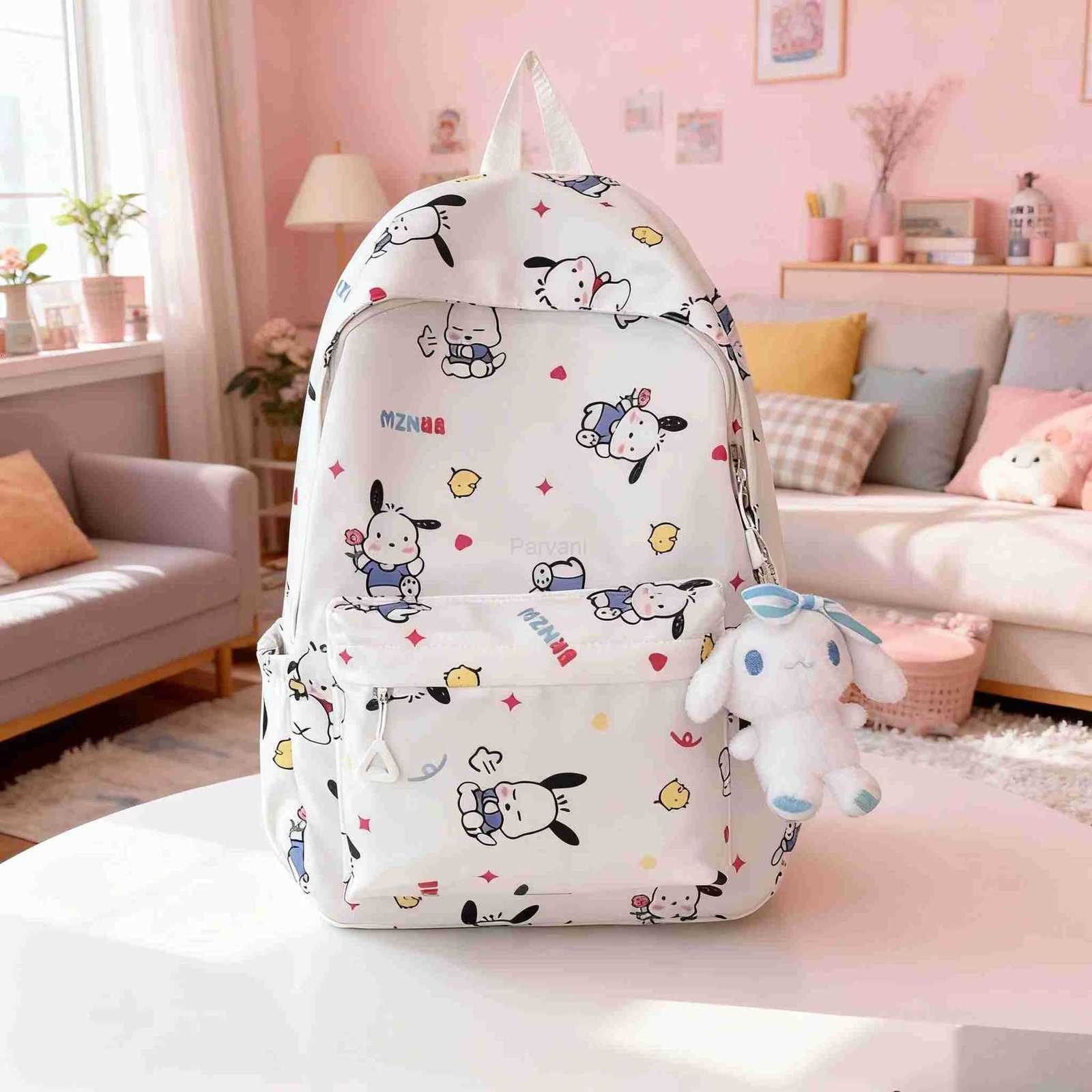 Sanrio Hello Kitty Cute Kuromi Melody Cinnamoroll Large Capacity Backpack Boys Girls Cartoon Kawaii Canvas Schoolbag L251022