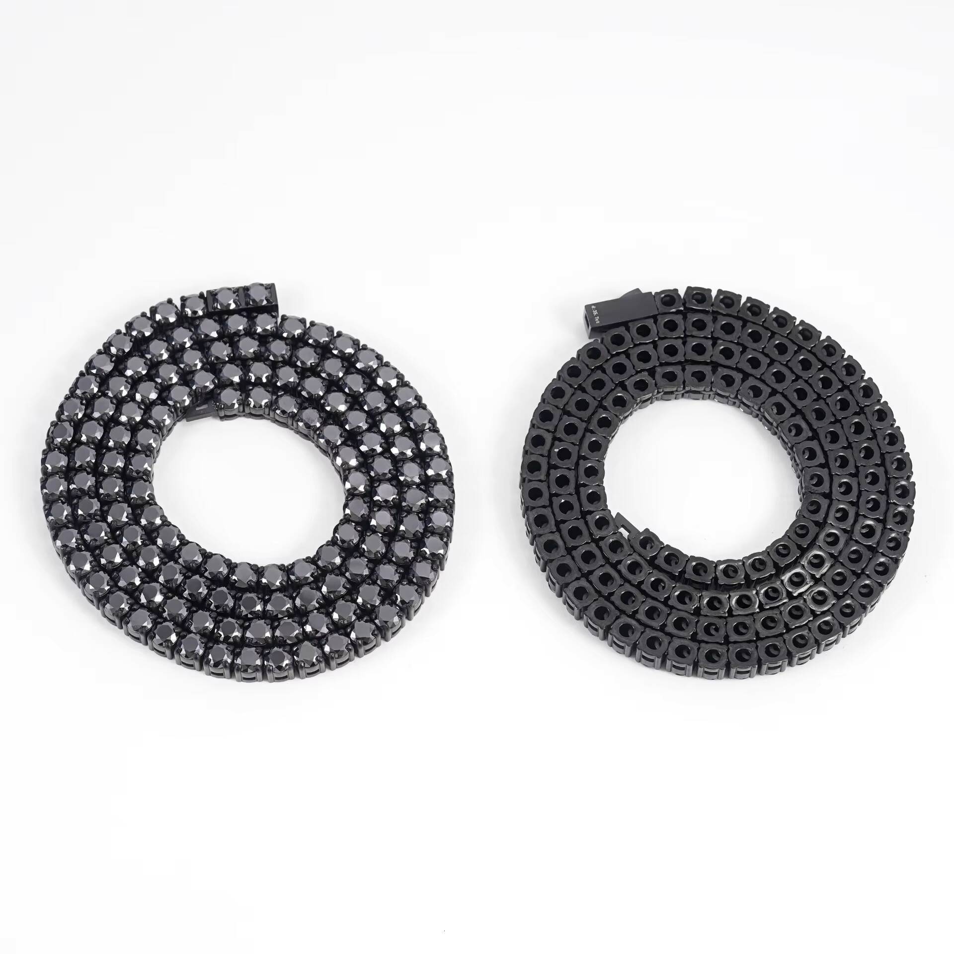 Custom Fine Jewelry 4mm 5mm VVS Moissanite Tennis Chain Bracelets Stainless Steel Black Moissanite Tennis Bracelet