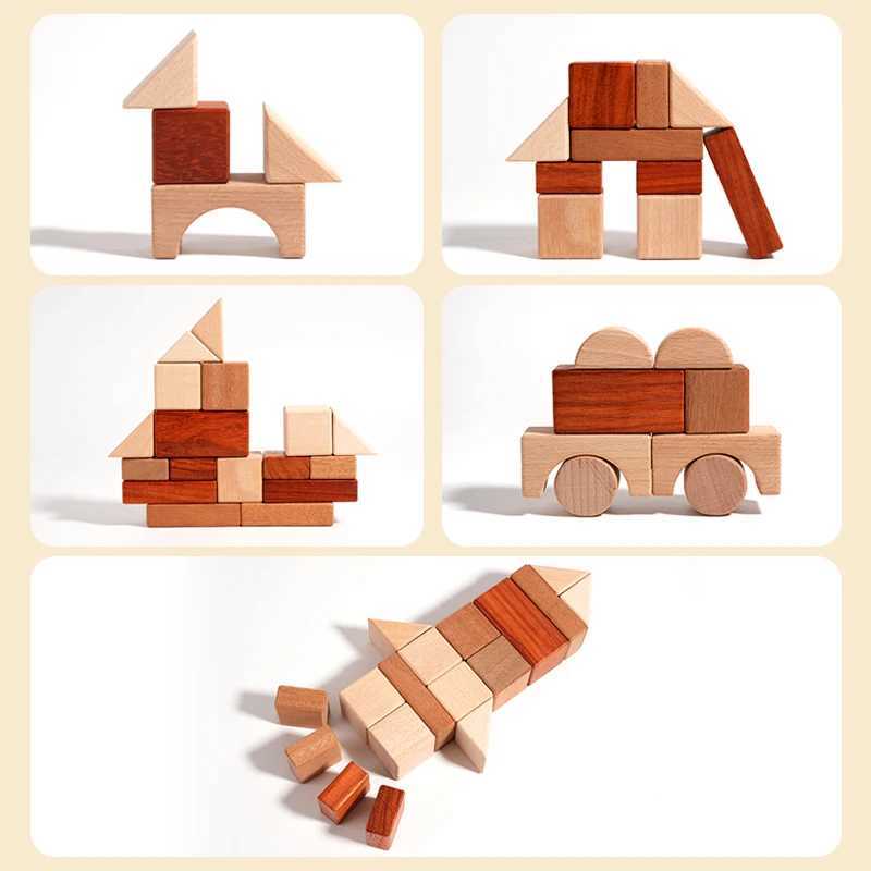 Solid Wood Large Particle Building Block Set Childrens Educational DIY Building Blocks Space Thinking HandsOn Ability J251022