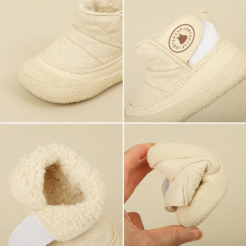 Baby Boys Girls Cartoon Rabbit Padded Winter Warm Boots Rubber Soles Nonslip Indoor Outdoor Walking Shoes 251022