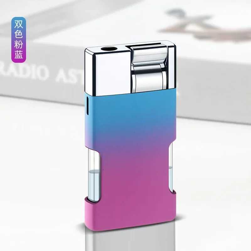 Metal New Stylish Blue Flame Metal Unusual Butane Gas Cigarette Cigar Lighter Mini Windproof Lighter Gadget Gift for Men C251022