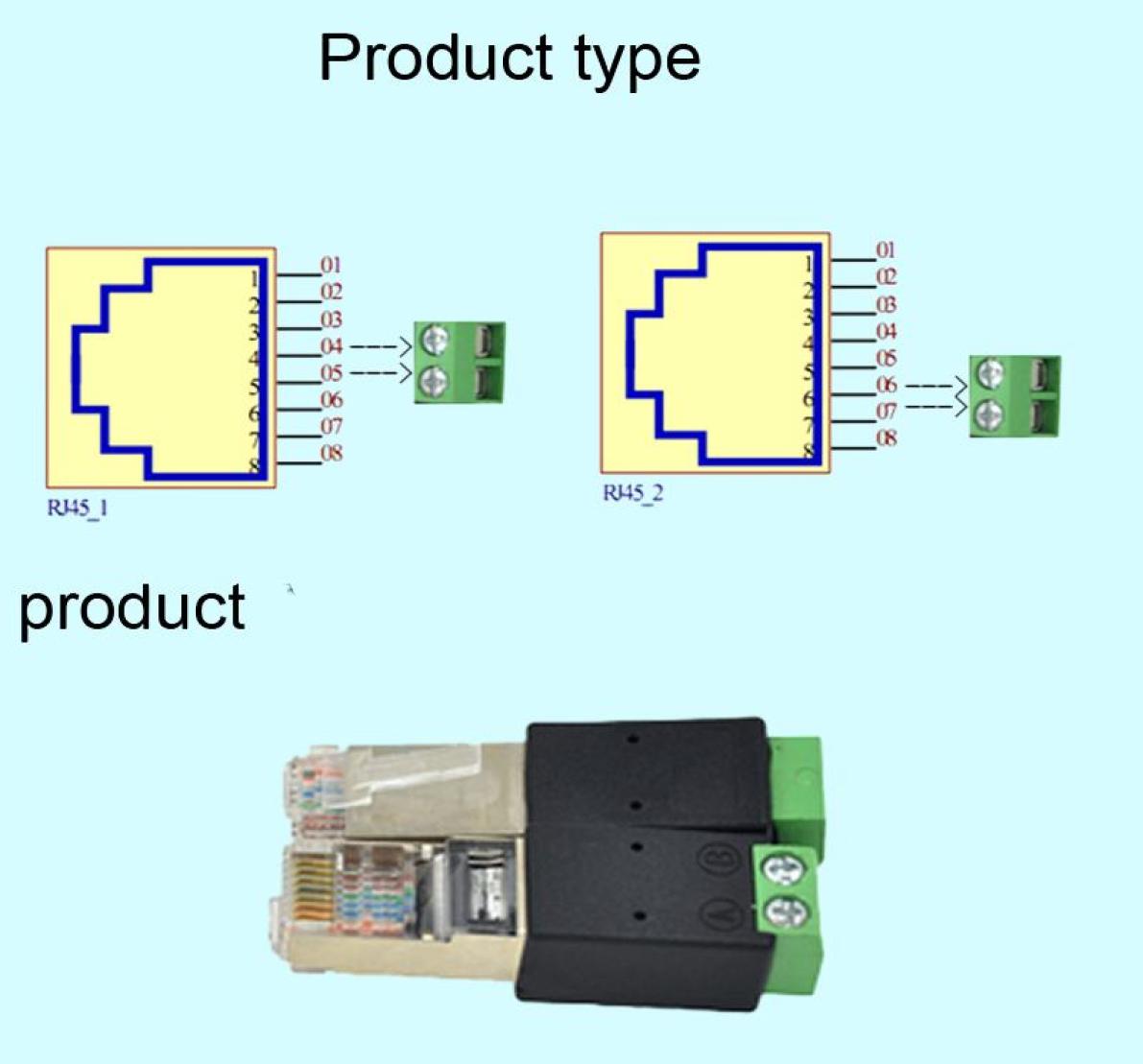 RJ45 Network Connector Male 8P8C Modular Plug to RS485 Screw Terminals Adapter7347040