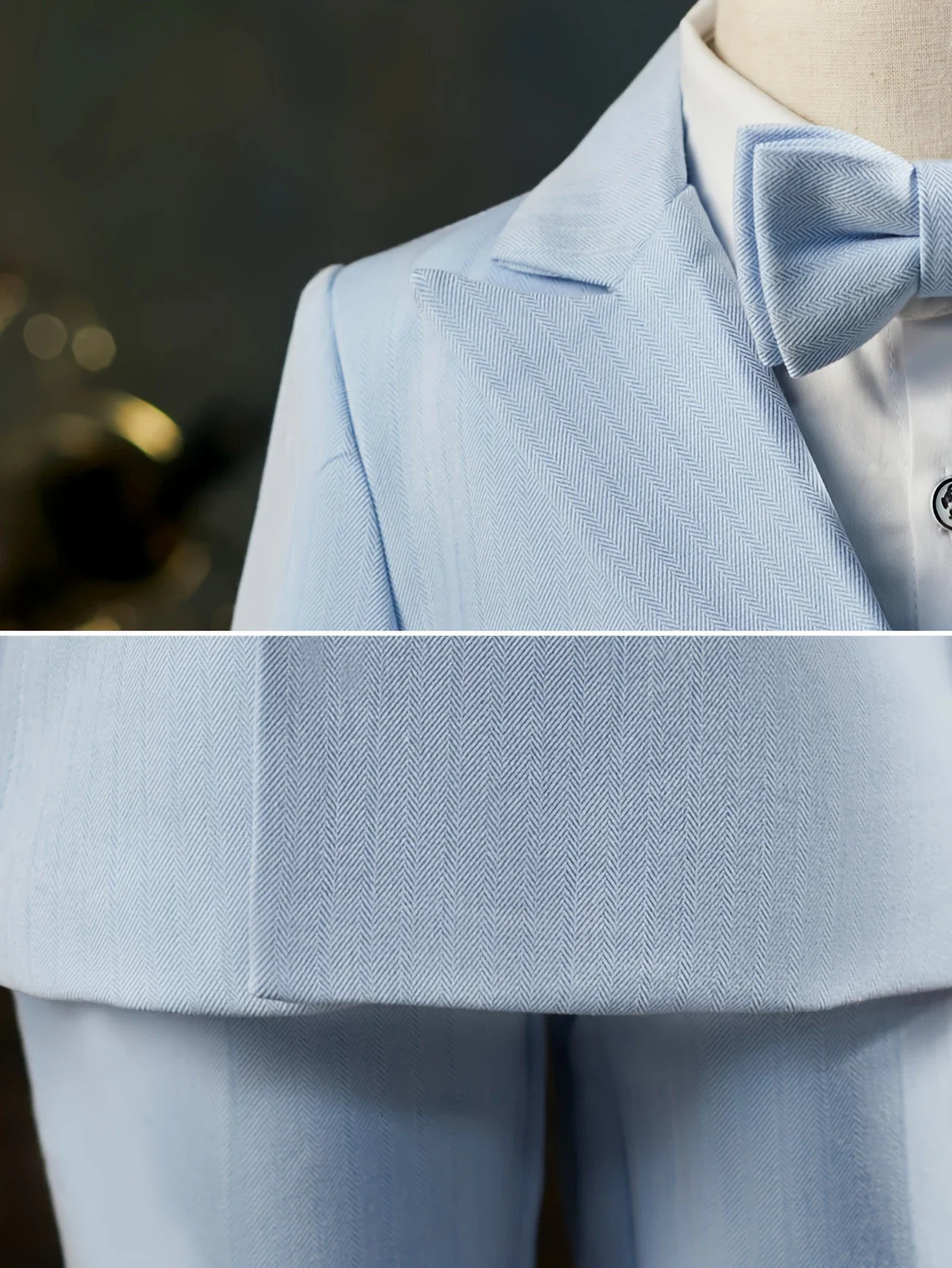 Flower Boys Blue Wedding Outfit Set Kids Formal Piano Host Piano Performance Blazer Suit Baby Birthday Ceremony Costume 251021