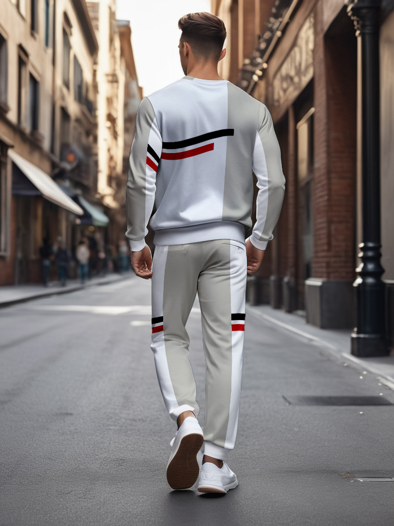 Men's Brown Knitted Cotton Blend Long Sleeve Round Neck Sweatshirt Ankle-Length Casual Outdoor Comfortable T-Shirt - YLWY00182