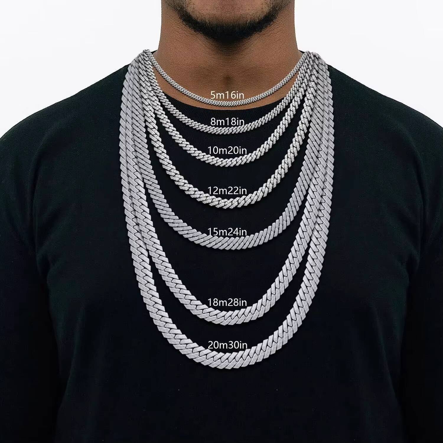 Zanlong 13218 10mm Hip Hop Jewelry 925 Silver D Color VVS Clarity Design Cuban Link Chain Iced Out Moissanite Diamond Necklace