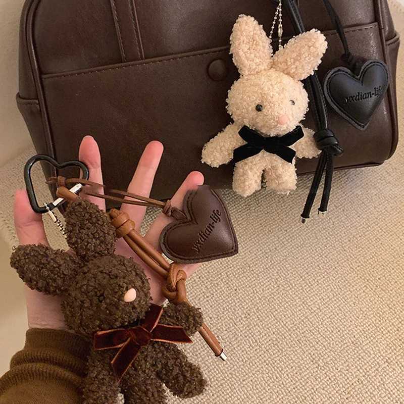 Kawaii Plush Rabbit Keychain Y2K Cute Sweet Bunny Stuffed Keyring Backpack Pendant Bag Hanging Decoration For Girls Gift J251121