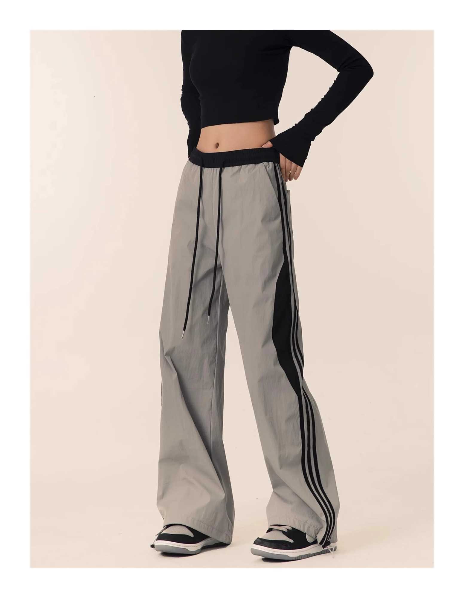 High waisted drooping casual wide leg pants 2024 new straight tube goodlooking parachute work pants womens sports pants dopamiT251022