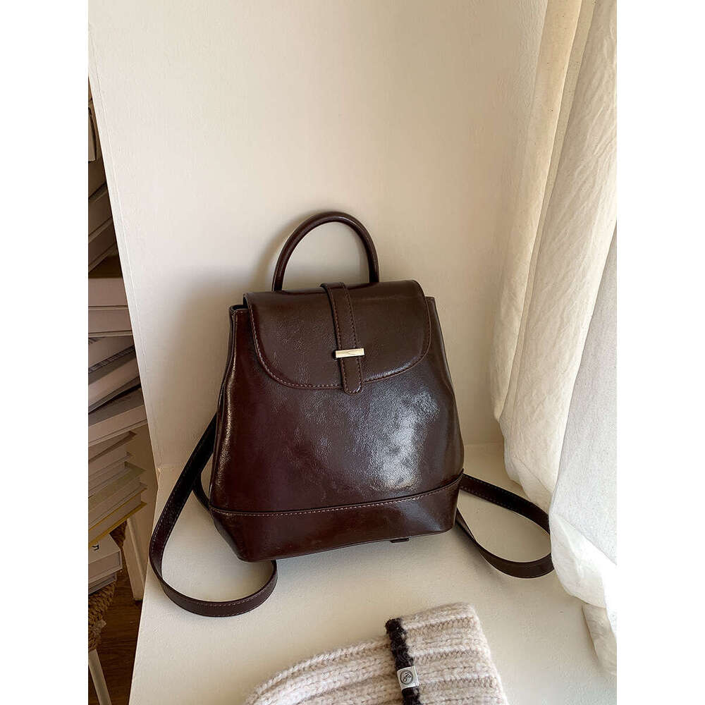 Women's Flap Niche Design College Student Bag PU Leather Versatile Daily Small Backpack Commuting Women B5