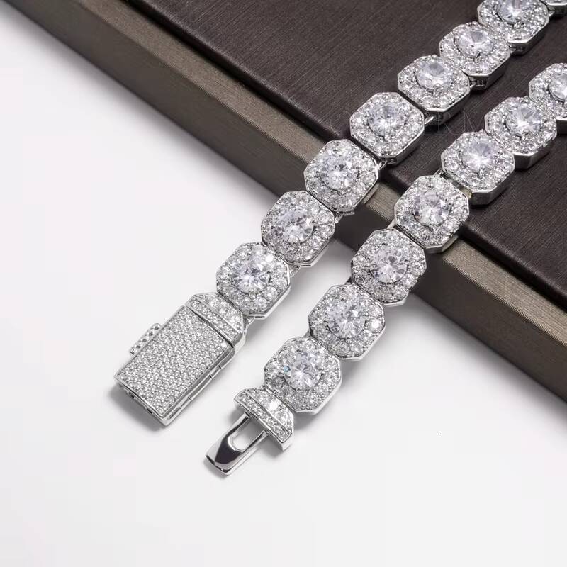 Hip Hop Tennis Necklace 18k Gold Plated Jewelry Iced Out Diamond Clustered Tennis Chain