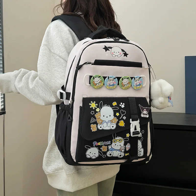 Sanrio Kuromi Melody Cute Cartoon Backpack Large Capacity School Bag for Girls Boy with Multi Pockets Students Cinnamoroll L251022