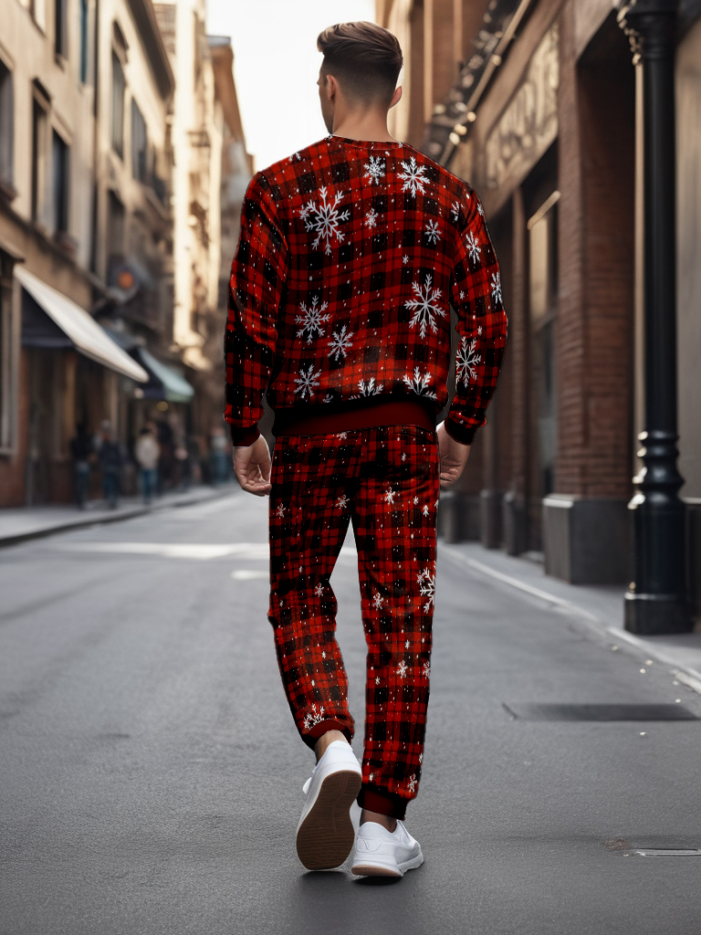 Men's Brown Knitted Cotton Blend Long Sleeve Round Neck Sweatshirt Ankle-Length Casual Comfortable Outdoor Wear T-Shirt - YLWY00175