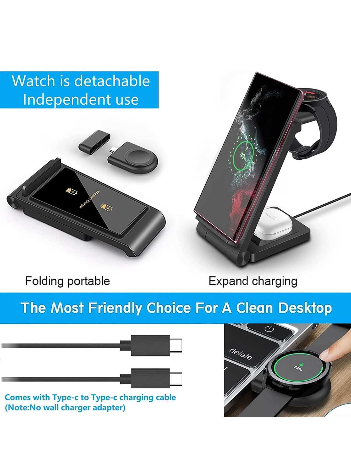 3 in 1 Wireless Charger for S24 S23 UltraS22S21Note 20Z Flip 6Z Fold 6 Fast Charging Station for Galaxy Watch 7 Pro J251114