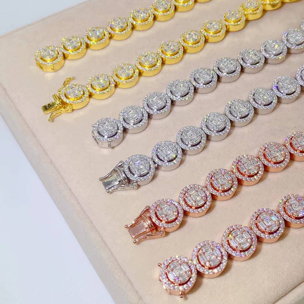 2024 New Hop Iced Out 13mm Diamond Gold Plated S925925 Sterling Sliver Moissanite Cuban Lidynamic Chain 20 Inches Necklace