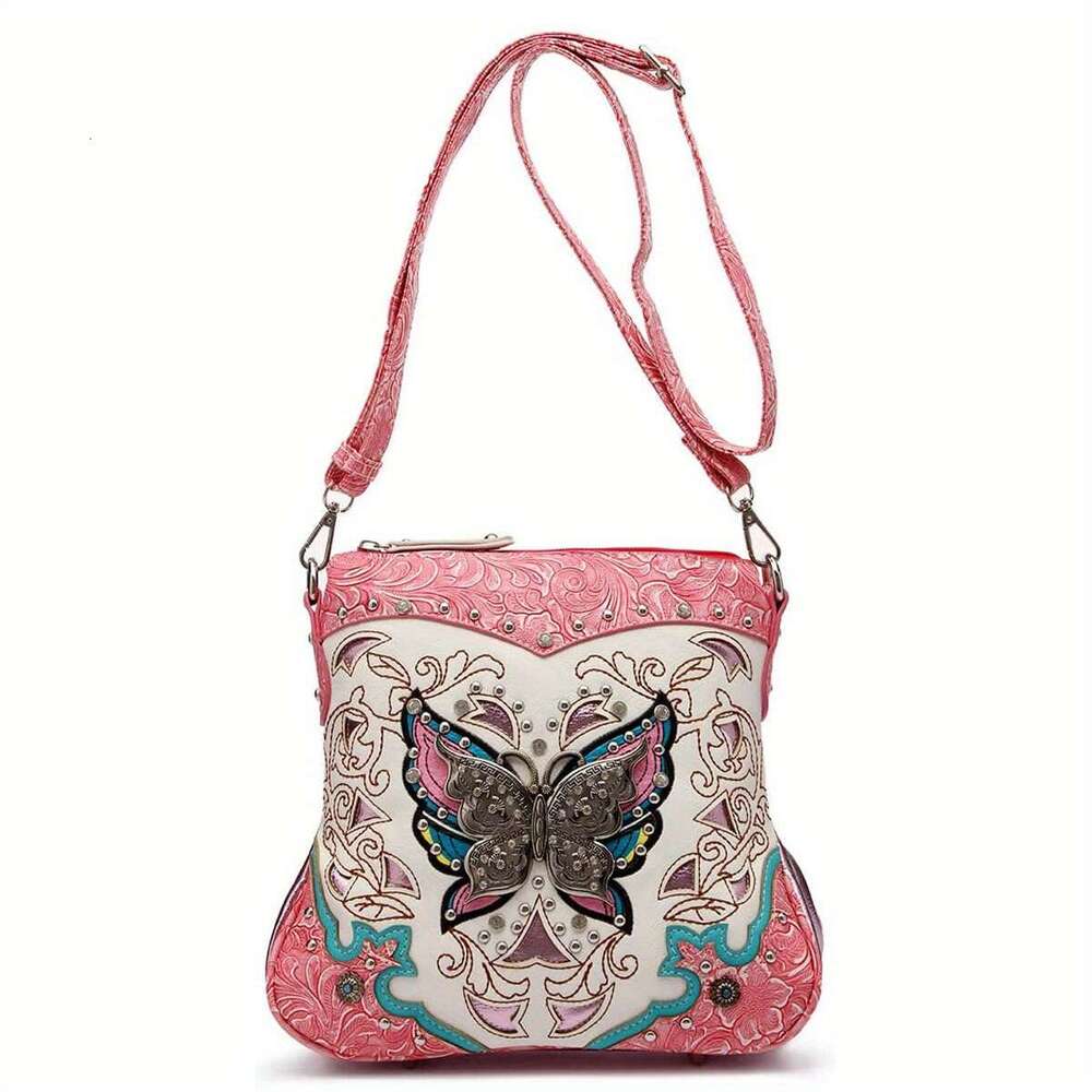 Modern Ladies' Butterfly Flower Women's Crossbody Bag, Equipped With Adjustable Shoulder Straps And Mini Wallet Set, Suitable For Daily Comm